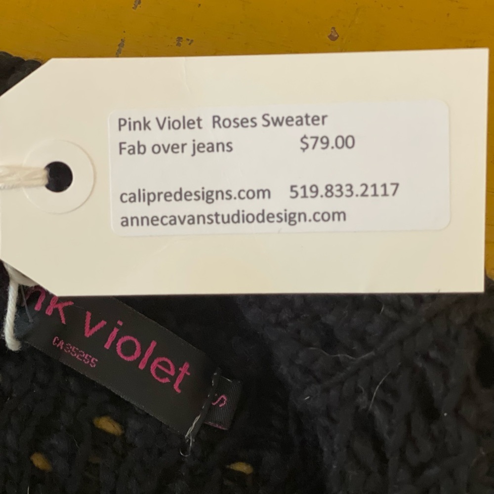 Pink Violet Roses Sweater - Picture 3 of 4